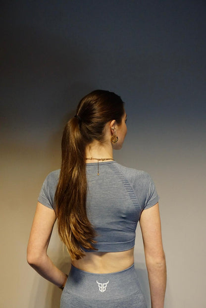 Seamless Short sleeve set - Steel blue