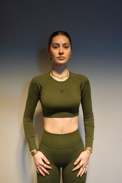Seamless Long sleeve set - Olive green