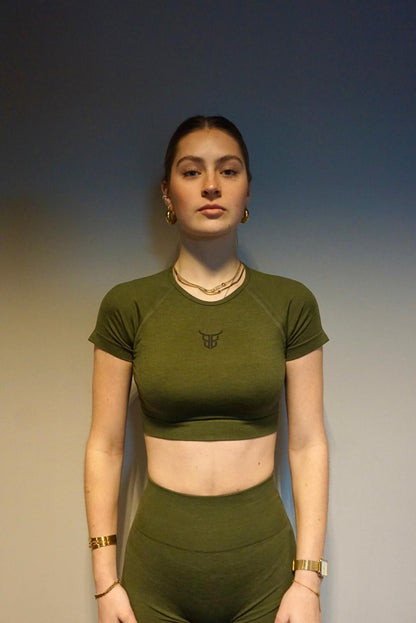 Seamless Short sleeve set - Olive green